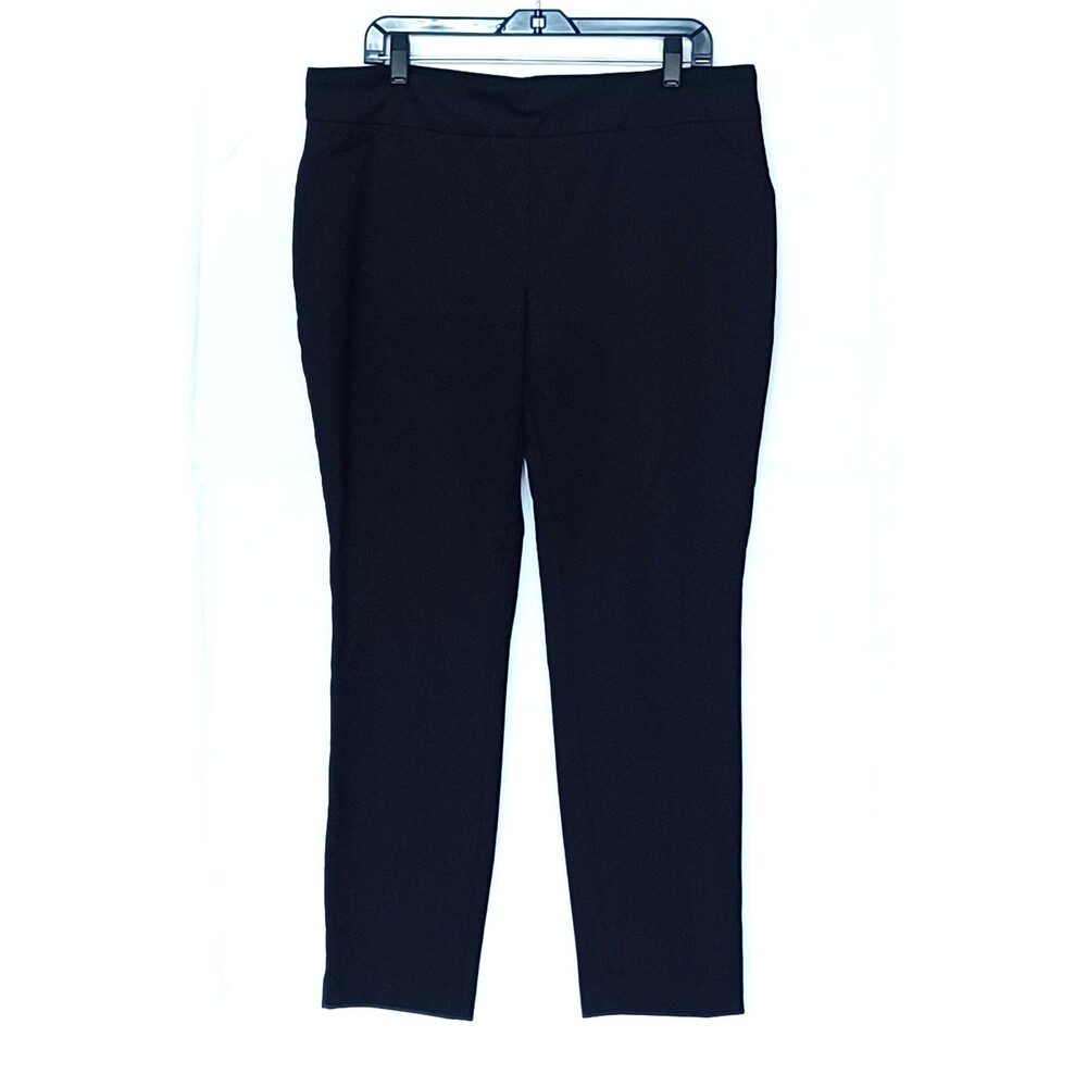 Dalia Women’s XL Black Straight Leg Dress Pants Flat Front Stretch Back Pockets